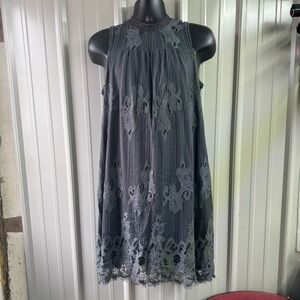 Elegant Gray Lace Dress